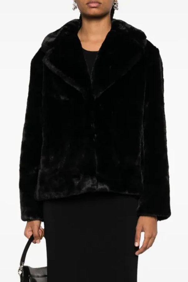 Milly Plant-Based Fur Coat in Noir