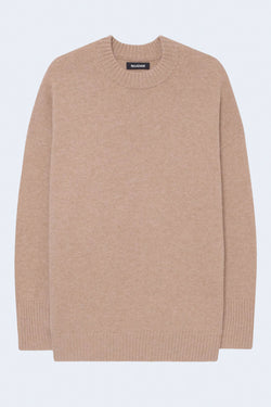 Luxe Cashmere Oversized Crewneck Sweater in Sand