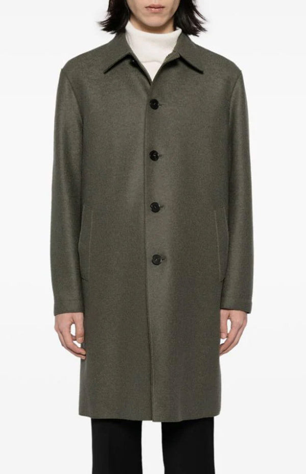 Men's Mac Pressed Wool Coat in Hunting Green