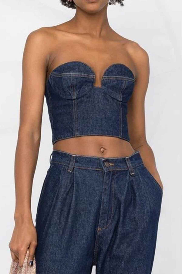 Denim Top in Navy