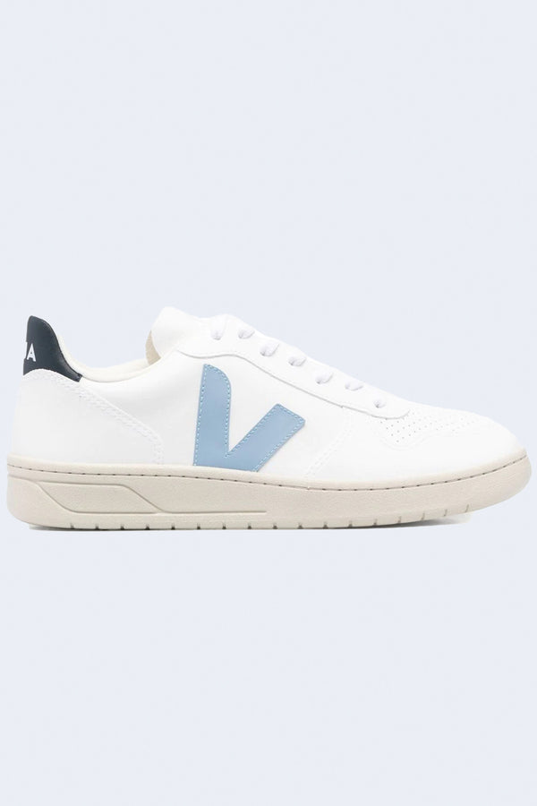 Men's V-10 Leather Sneaker in White Steel Nautico