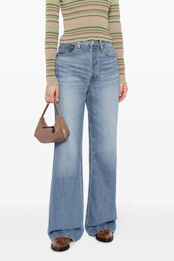 70s Ultra High Rise Wide Leg Jean in Sunfaded Flow