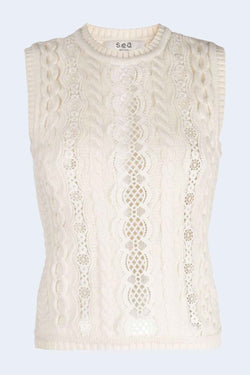 Dentelle Knit Tank Top in Arctic