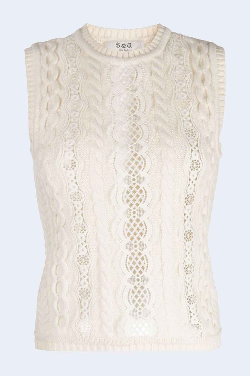 Dentelle Knit Tank Top in Arctic