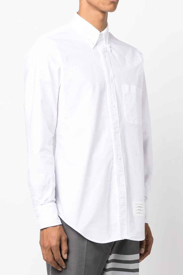 Classic Oxford Grosgrain Placket Long Sleeve Shirt in White