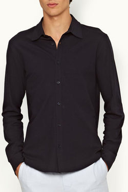 Giles Pique Shirt in Night Iris