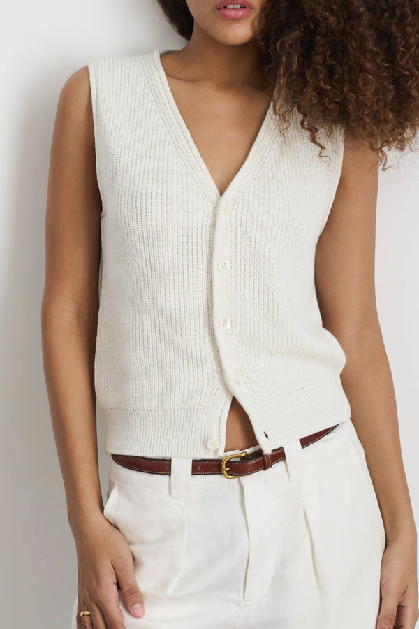 Eldridge Sweater Vest in Off White