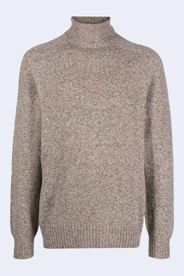 Seamless Turtleneck Sweater in Ecru/Taupe