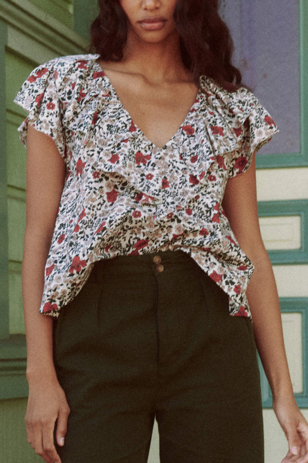 The Topiary Top in Cream Mesa Floral