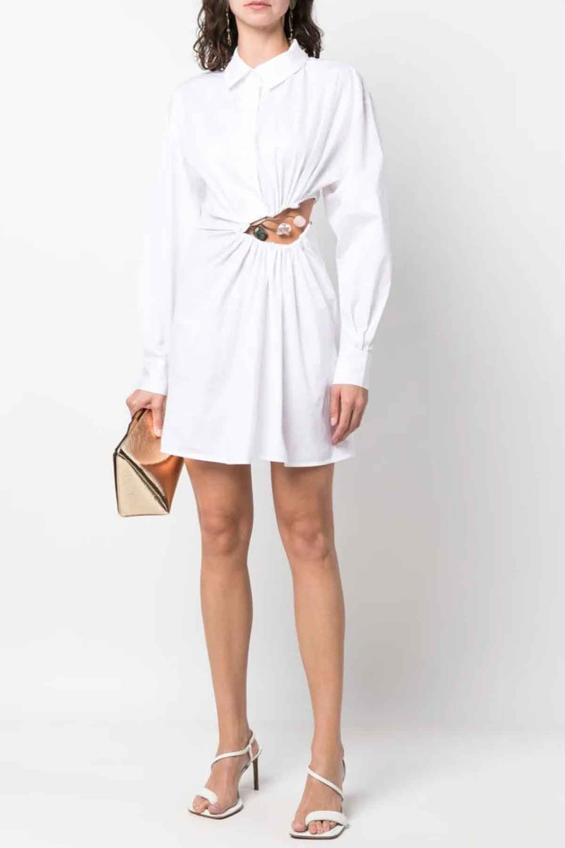 Folia Float Buckle Shirt Dress in White