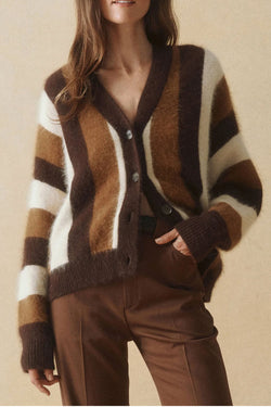 The Fluffly Slouch Cardigan in Hickory Stripe