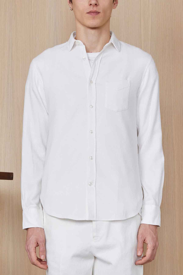 Lipp Pgmt Dye Italian Brushed Cotton Shirt in Ecru