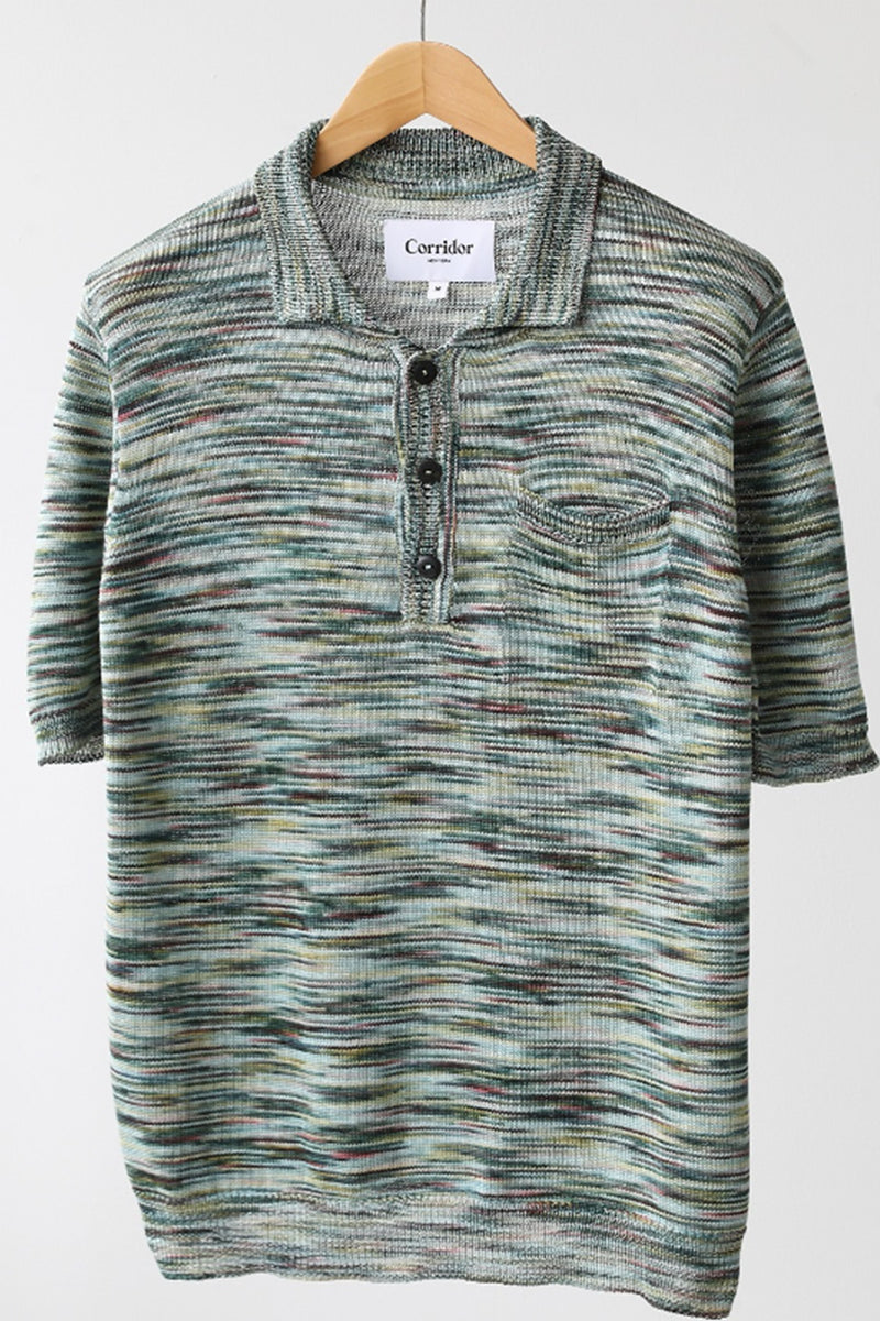 Spacedye Short Sleeve Polo in Green
