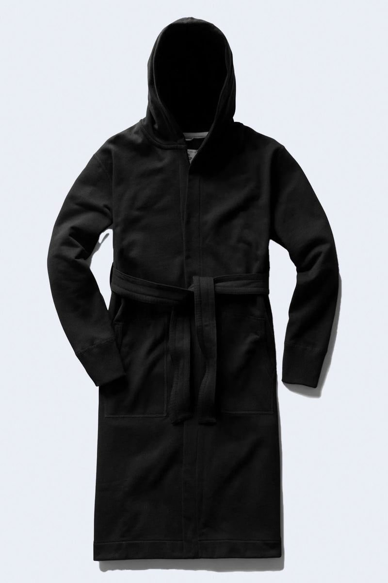 Midweight Terry Hooded Robe in Black