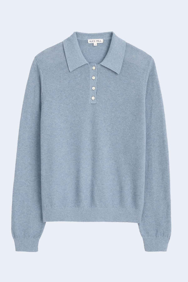 Women's Alice Polo Sweater in Stone Blue