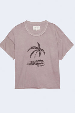 The Crop Tee With Island Palm Graphic in Soft Lilac