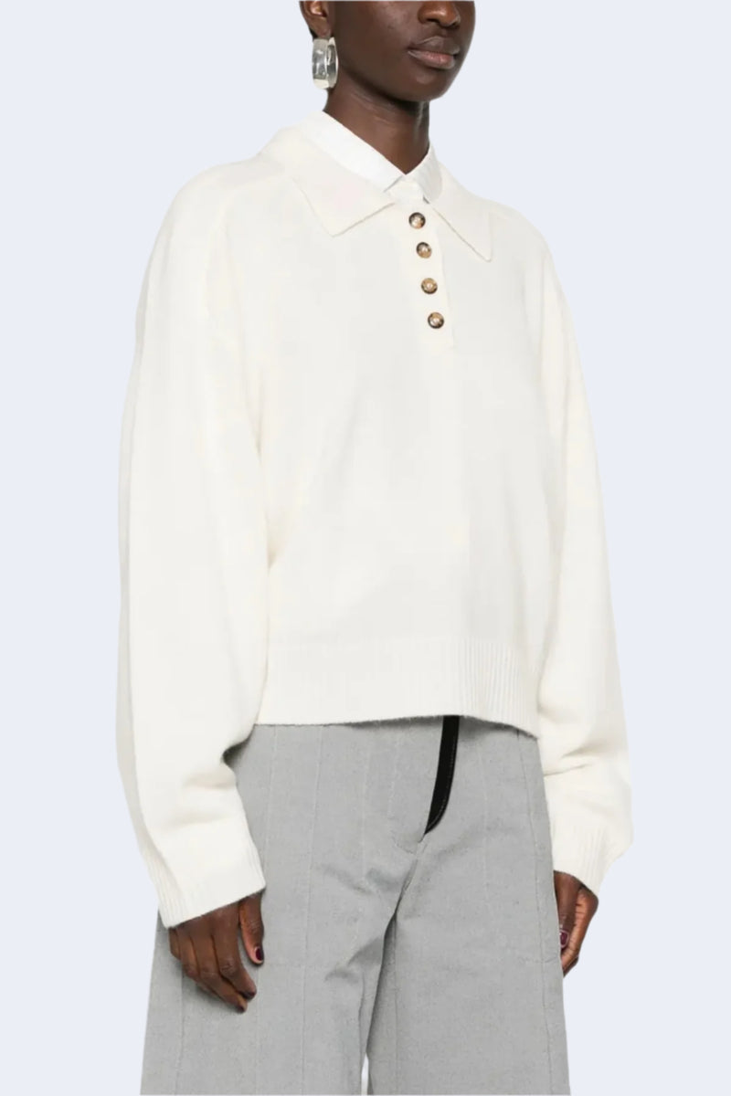 Homere Polo Sweater in Ivory