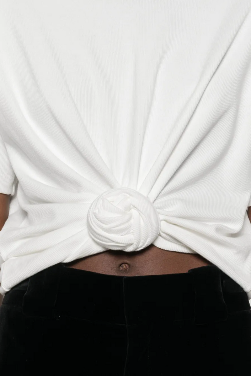 Knotted Tee Shirt in White