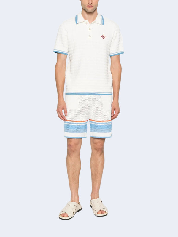 Faux Crochet Shorts  in Blue Multi