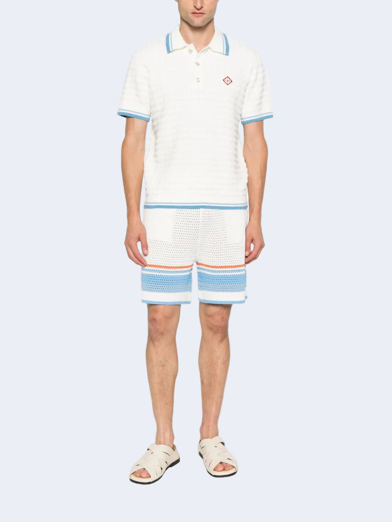 Faux Crochet Shorts  in Blue Multi