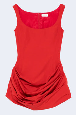 Ruched Mini Dress in Red