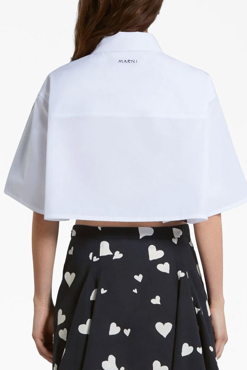 Cropped Shirt in Navy White