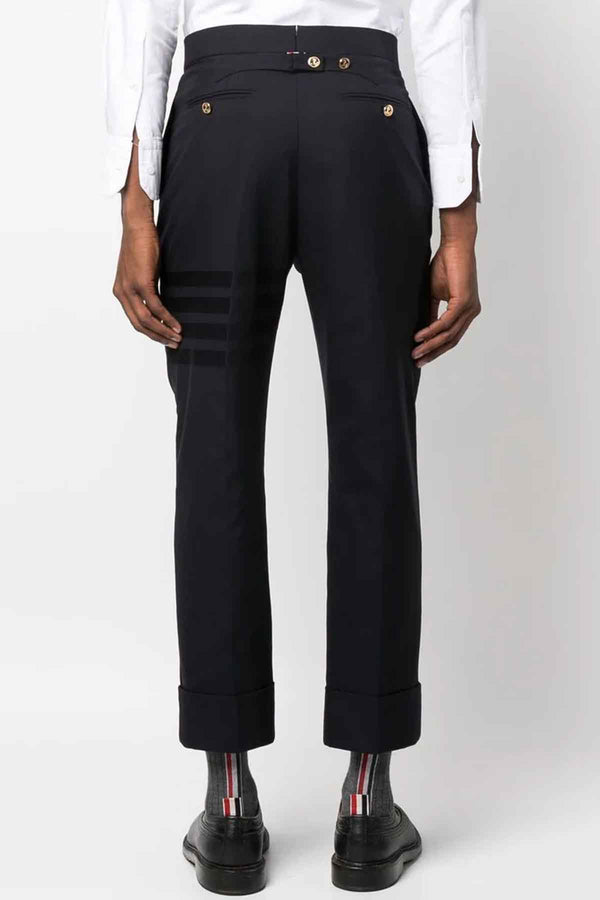 Fit 1 Backstrap Trouser Engineered 4 Bar Plain Weave Suit Pant in Dark Blue