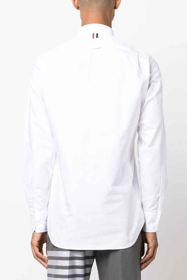 Classic Oxford Grosgrain Placket Long Sleeve Shirt in White