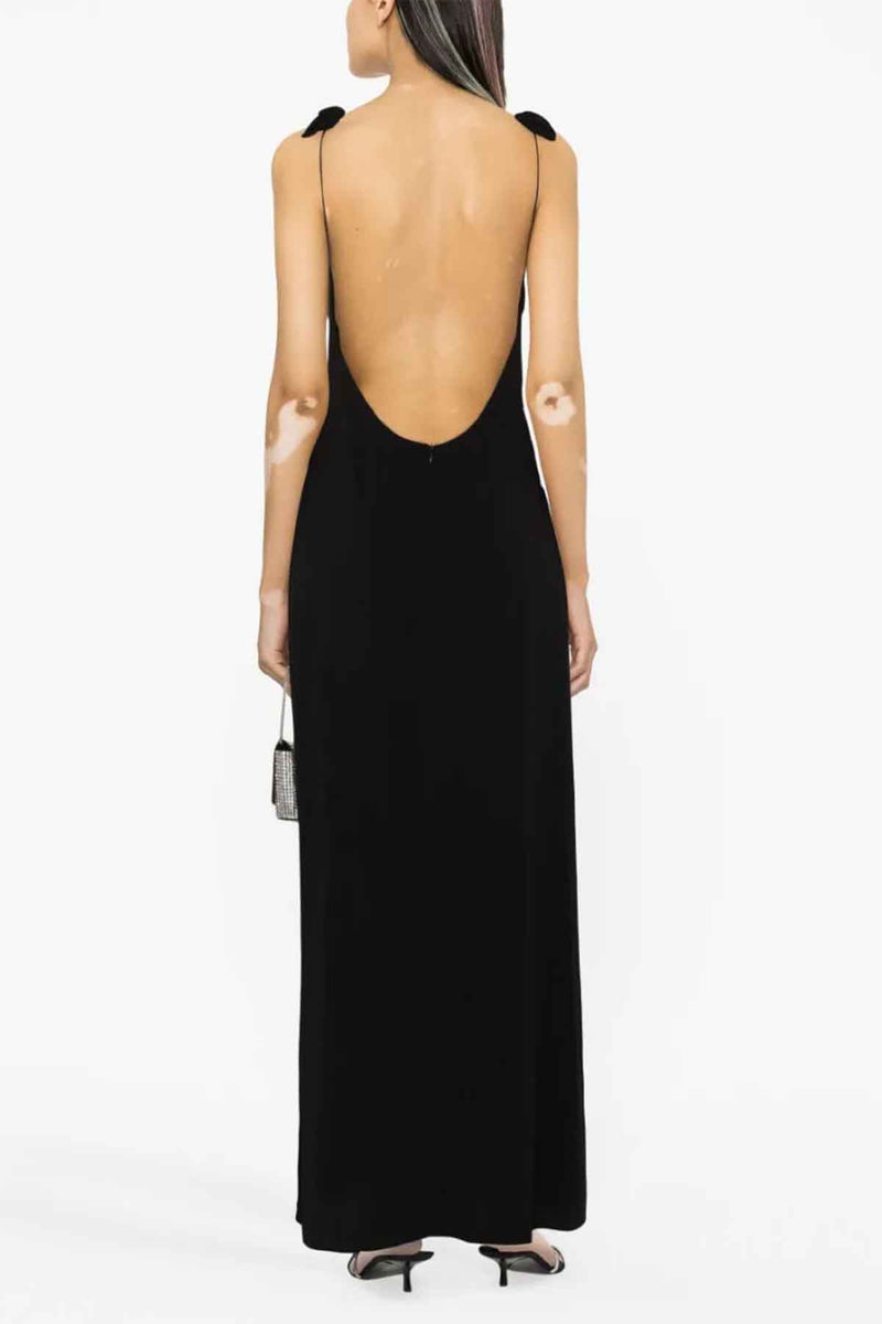 Sleeveless Flower Dress in Black