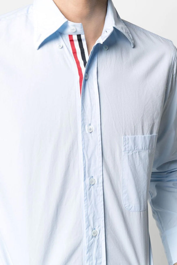 Classic Fit Shirt with RWB Grosgrain Placket Solid Poplin Shirt in Light Blue