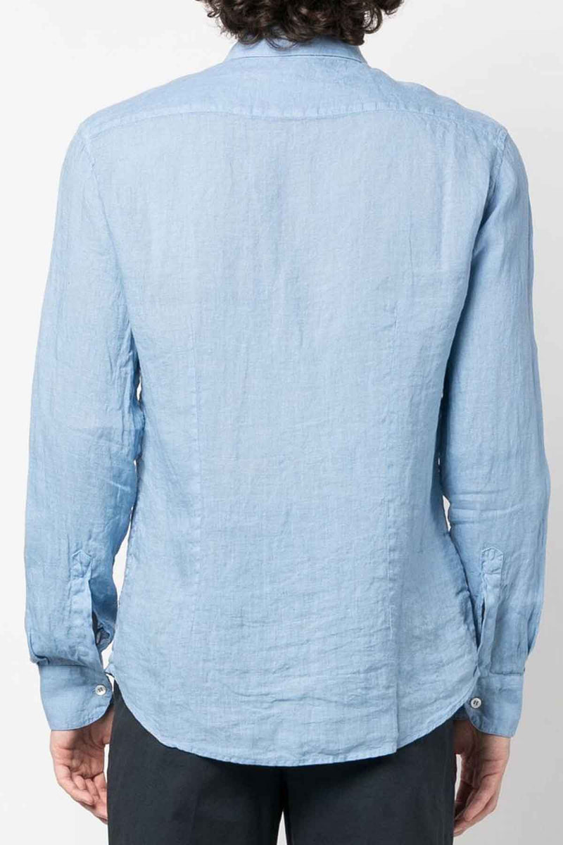 Camicia Coppi Telino Long Sleeve Linen Button Down in Cielo