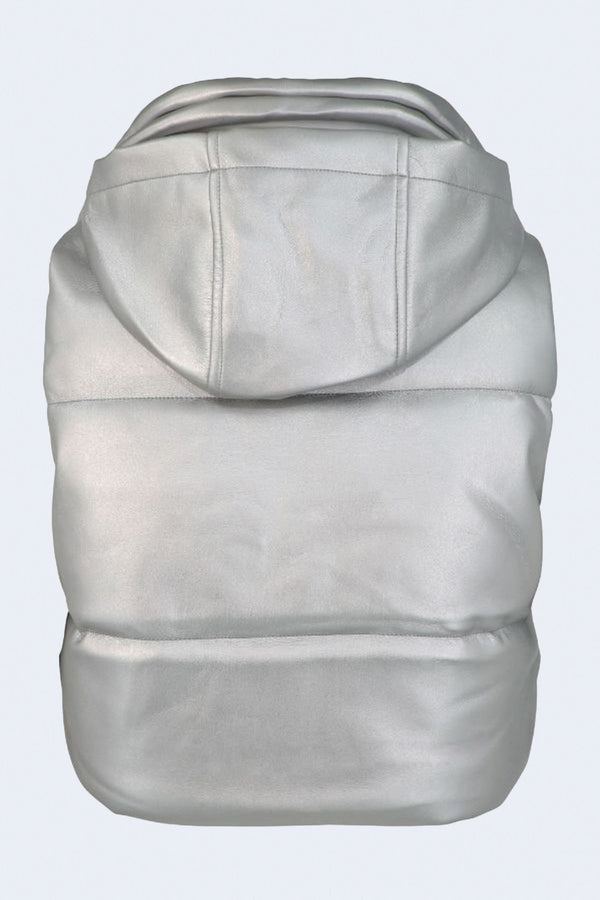 Shaun Metallic Puffer Vest in Silver