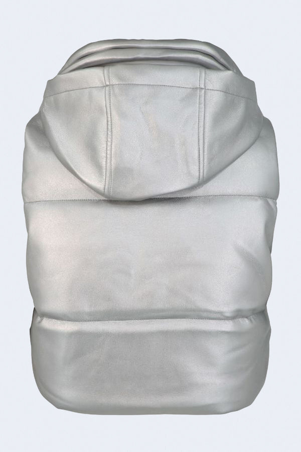 Shaun Metallic Puffer Vest in Silver
