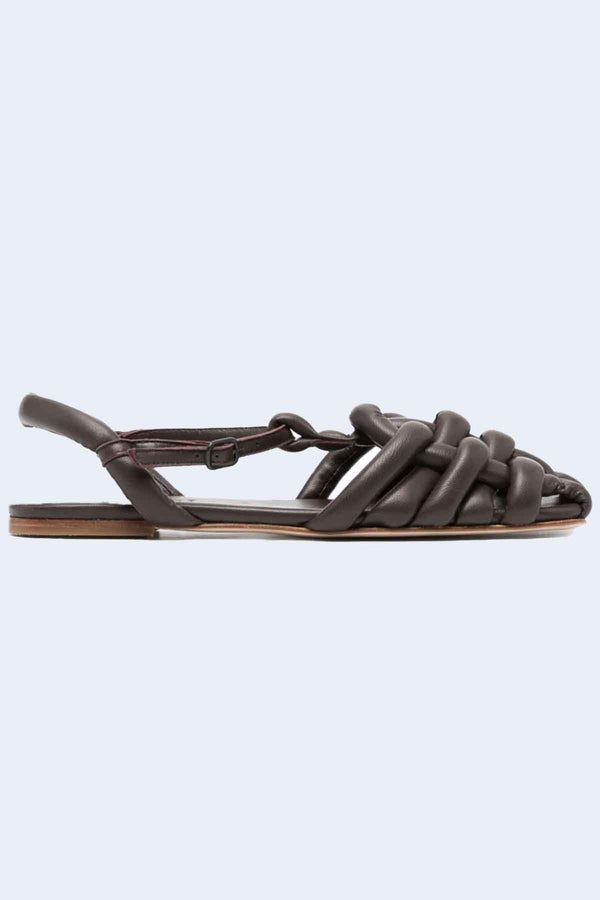 Cabersa Woven Leather Sandal in Dark Brown