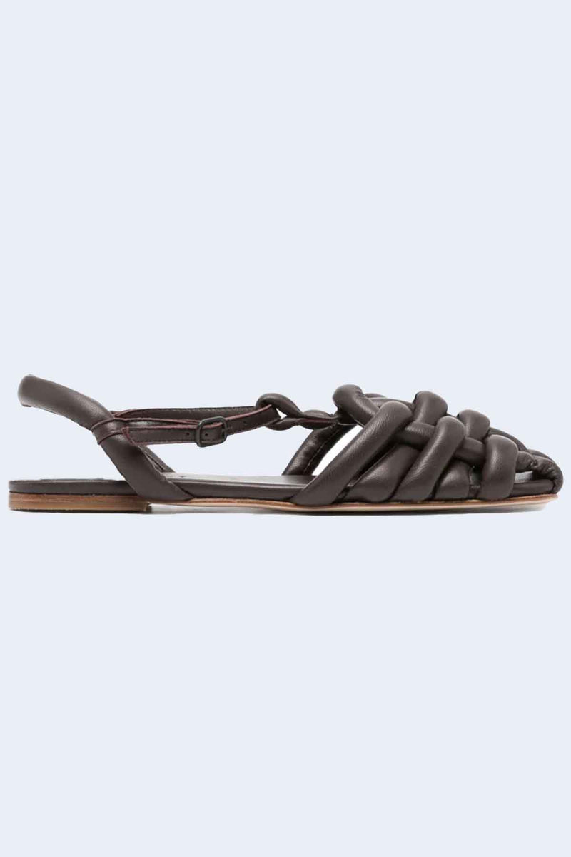 Cabersa Woven Leather Sandal in Dark Brown