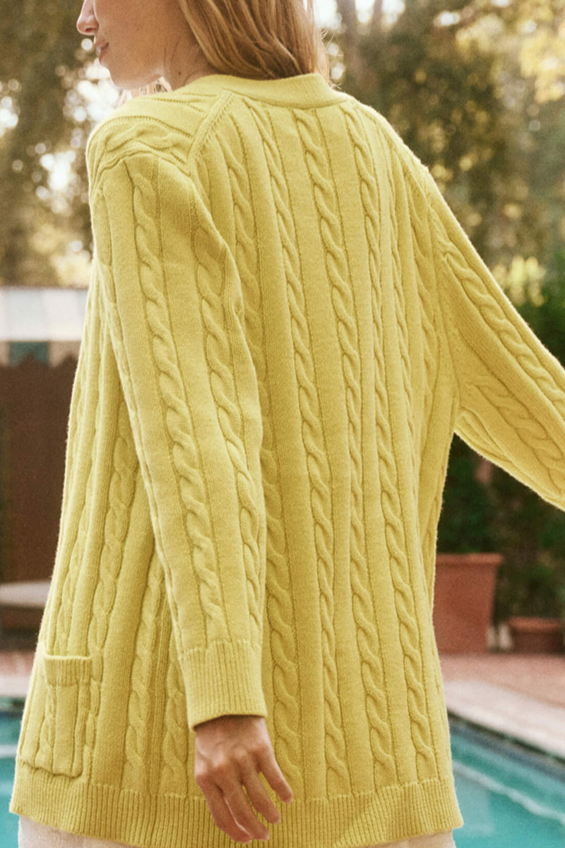 The Cable Grandpa Cardigan in Lime Zest