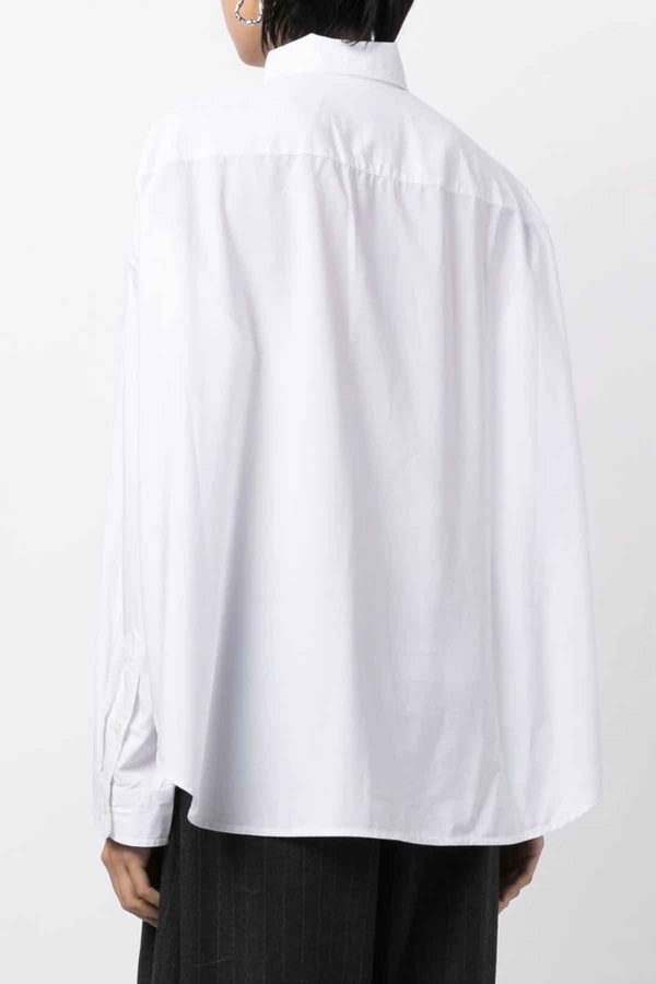Long Sleeve Boxy Button-Up Shirt in White