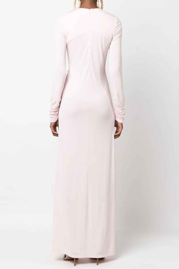 Arced Palm Long Sleeve Dress in Chalky Pink