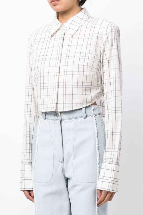 Seneca Top in Ivory Plaid