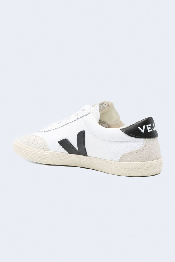 Men's Volley Canvas Sneaker in White & Black