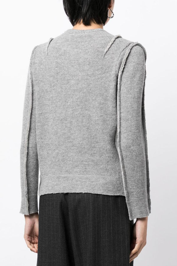 Flat Sleeve Crewneck Sweater in Heather Grey