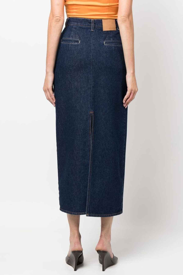 Denim Maxi Skirt in Navy