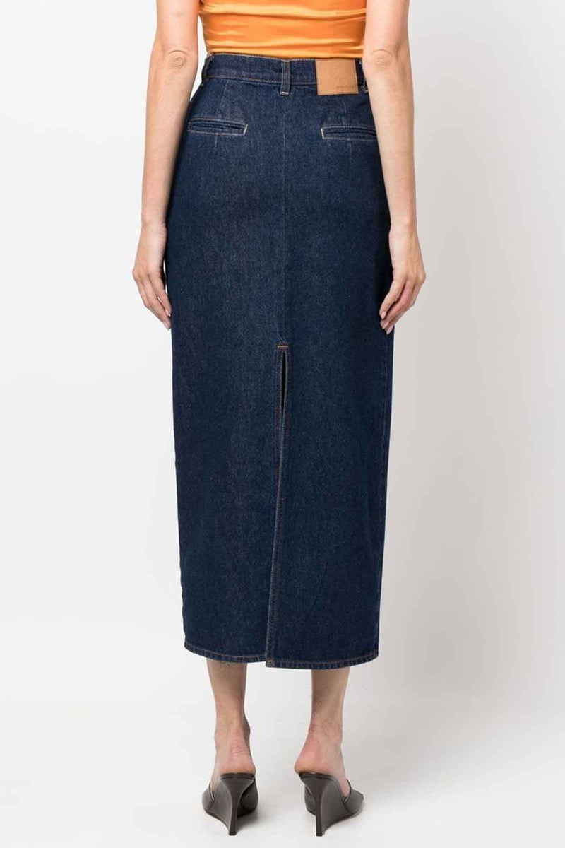 Denim Maxi Skirt in Navy