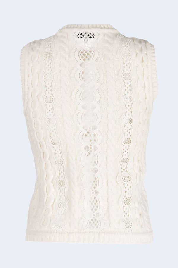 Dentelle Knit Tank Top in Arctic