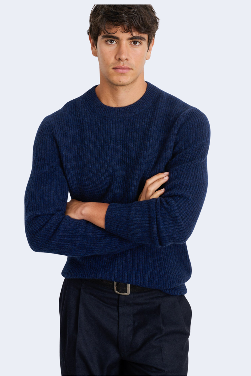 Jordan Sweater In Marled Cashmere in Heather Navy