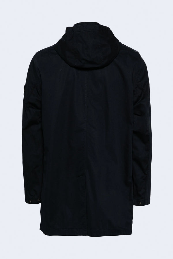 Giaccone Mid Length Cotton Jacket in Navy Blue