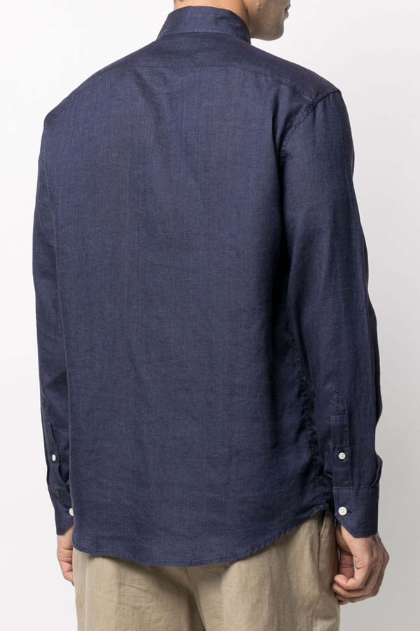Antonio Linen Shirt in Midnight Blue