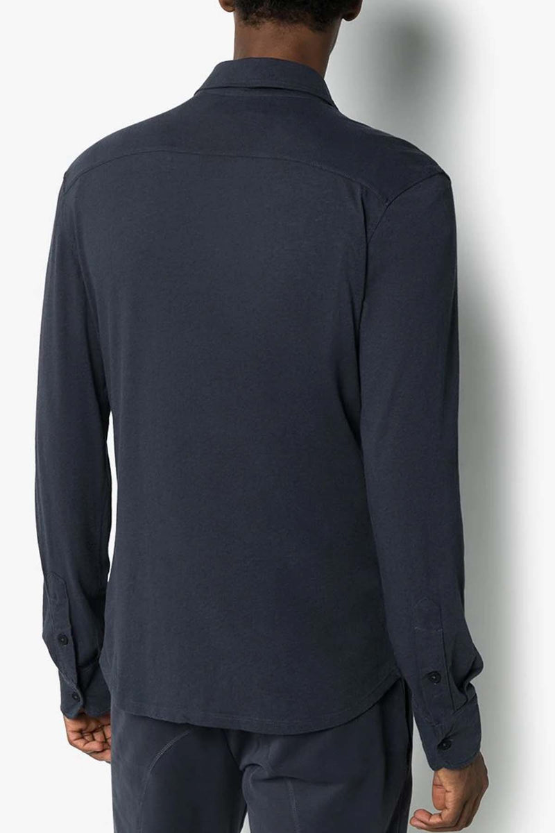 Marcio Linen Blend Jersey Shirt in Ink