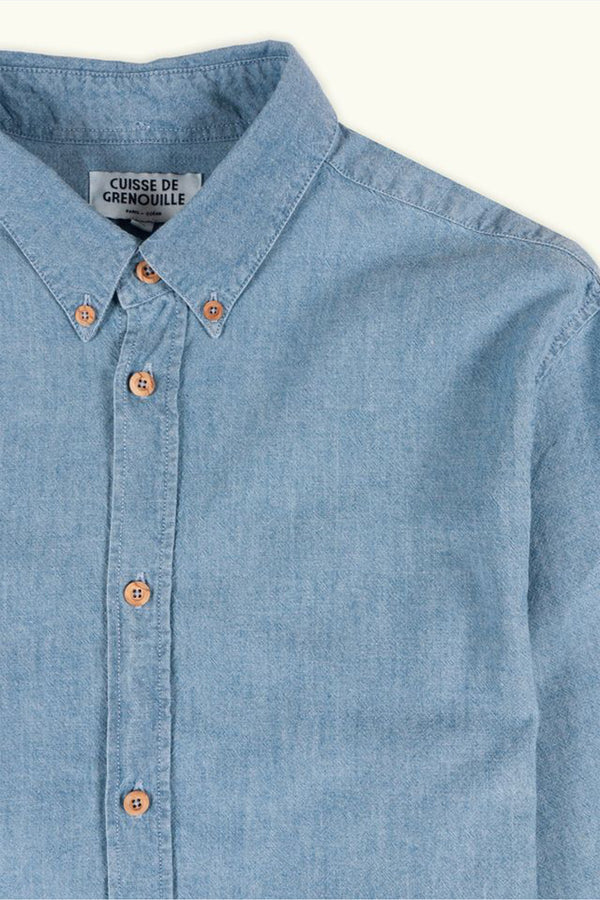 Paulin Collared Shirt in Bleached Chambray