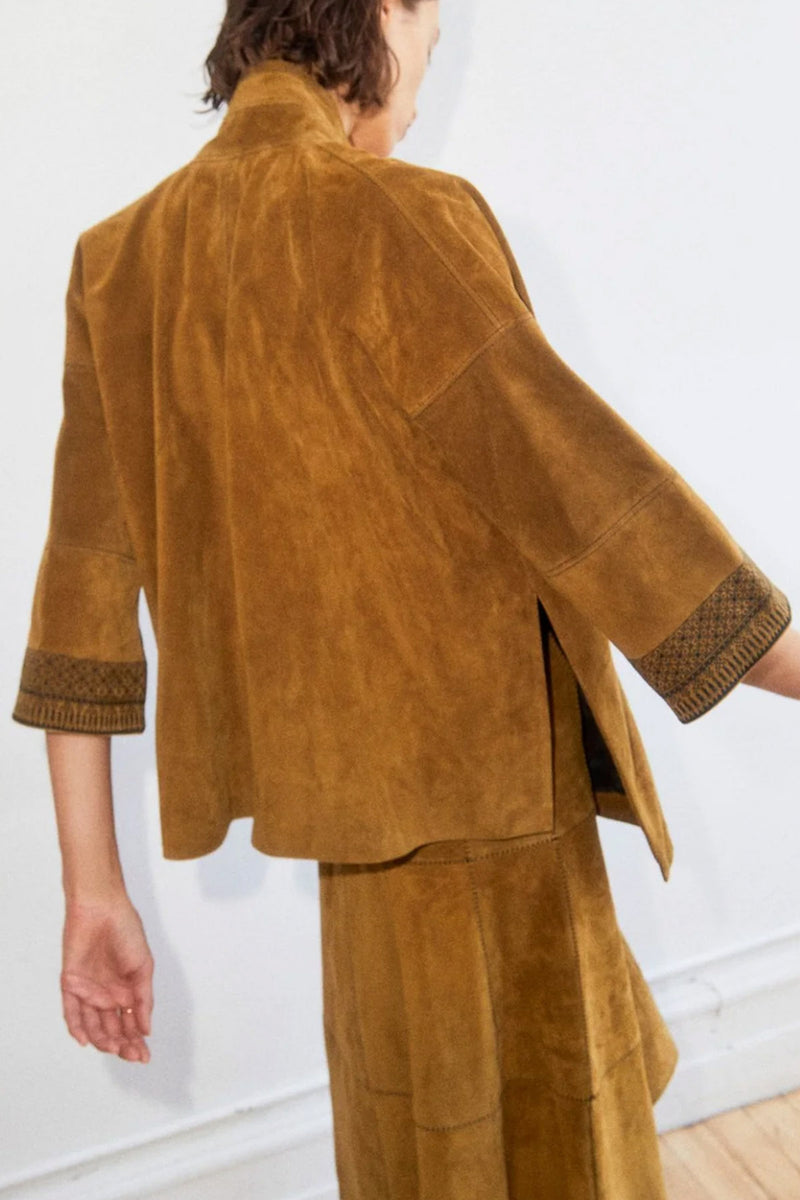 Debaun Suede Kimono in Tan